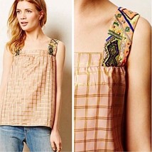ANTHROPOLOGIE Vineet Bahl rose gold sunlight hours embroidered tank size small - £26.49 GBP
