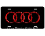 Audi Inspired Art Red Rings on Black FLAT Aluminum Novelty Car License T... - $17.99