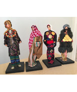 (4) Vintage PISANTY Hand Crafted 8&quot; Cloth Arabic Jewish DOLLS Jerusalem ... - $191.87 CAD