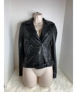 ALC A.L.C. Womens Sz 0 Black Leather Stuffed Jacket coat Baby Calf Moto ... - £233.62 GBP