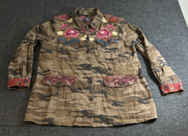 Johnny Was Workshop Rialto Embroidered Military Camo Jacket Women&#39;s Size Medium - £95.69 GBP