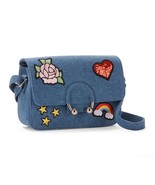 No Boundaries Denim Ring Embroidered Crossbody Bag Purse Heart Rainbow NEW - $15.12