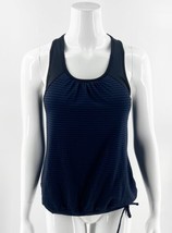 Athleta Tinker Tank  Top XS Navy Blue Black Striped Shelf Bra Tie Waist ... - £19.35 GBP