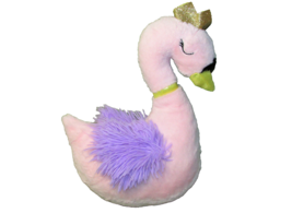 14&quot; Swan Princess Plush Hugfun Pink Purple Gold Crown Sleeping Eyes Queen Lovie - £17.62 GBP