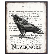 The Raven Wall Art Decor Nevermore Edgar Allan Poe Gift Goth Room Decor Gothic H - £24.98 GBP