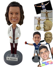 Personalized Bobblehead Female doctor wearing scrubs and a lab coat with a setho - £71.70 GBP