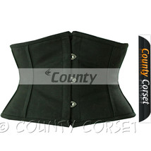 Cincher Shaper Mini Waspie Full Steel Boned Waistbust Sexy Black Cotton ... - $44.98