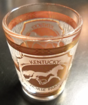 Kentucky Horse Park Shot Glass Culver 22K Gold Frosted Panels Made In USA - £6.28 GBP
