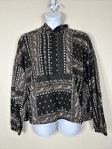 Como Blu Women Plus Size 3X Boho Paisley Patchwork Hooded Crop Shirt Lon... - $15.14