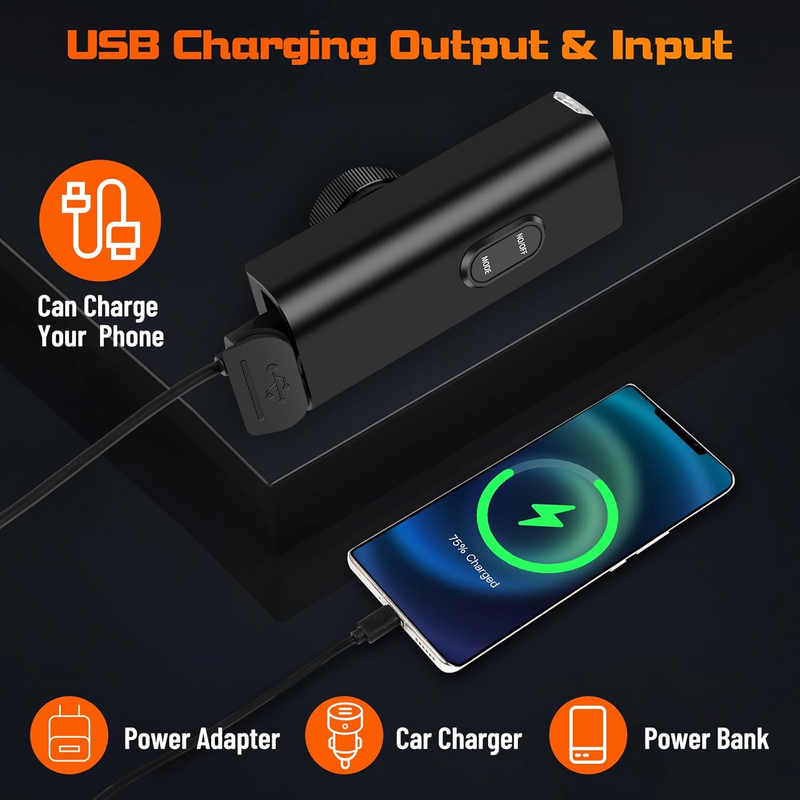 6 LED Bright Bike Light, 2000 Lumen Lightweight Bike Front Light, 4800Mah USB Re Item image 3