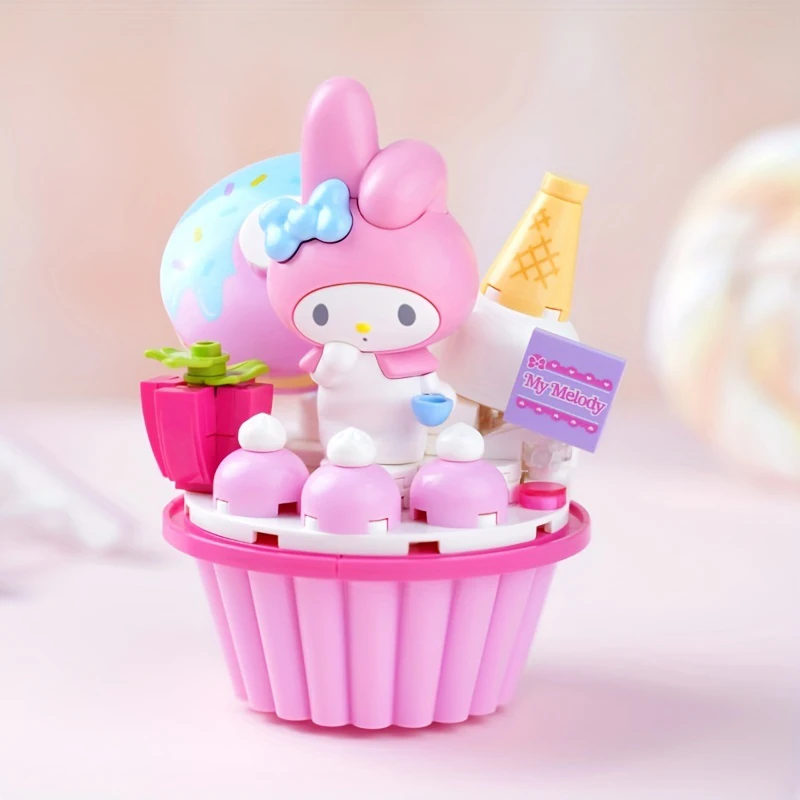 Sanrio My Melody Cartoon Cake Building Blocks Anime Figure Assemble Bricks - £15.22 GBP