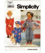 Simplicity 7947 Toddlers&#39; Child&#39;s Jumpsuit &amp; Hat Pattern Size ½, 1, 2 UN... - $8.47