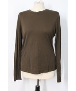 Theory L Olive Brown Pima Cotton Long Sleeve Apex Tiny Tee Top - $28.49