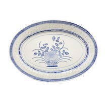 Chinese Jingdezhen Porcelain Rice Flower Blue White Serving Platter 1960... - £58.02 GBP