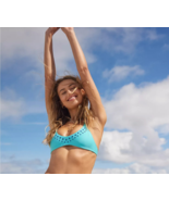 Aerie Swim Halter Voop Bikini Top X-SMALL Springs Blue Raised Dots - $35.05 CAD