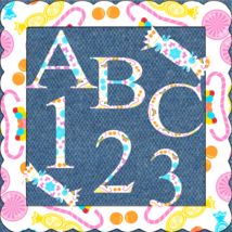 ABC and Numbers 65a-Digital ClipArt-Candy-Fonts-Gift Tag-Background-Gift Card. - £0.77 GBP