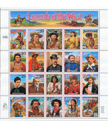 1994 29c Legends of the West, Wyatt Earp, Sheet of 20 Scott 2869 Mint F/... - $9.79