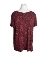 Croft &amp; Barrow Womens Classic Tee Shirt Size Large Red Paisley Cotton - £11.85 GBP