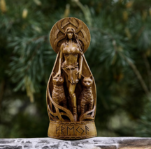 Freya God Viking Wooden carved statue Pagan Paganism God Altar Sculpture Gift - £79.48 GBP
