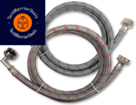 Premium Stainless Steel Washing Machine Hoses with 90 4 Foot,  - £26.97 GBP