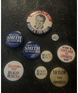 Lot Of 9 Vintage Buttons Pins Political/Campaign - £4.46 GBP