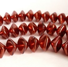 6(Six)  11x15mm Wonky Oval Beads: Pearl Coated - Pomegranate - $2.83