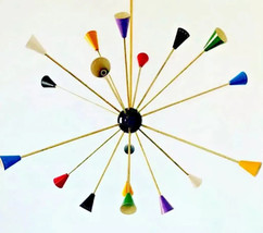 Mid Century Design Multicolored Arm Sputnik 18 Light Italian Look Chandelier - £258.27 GBP