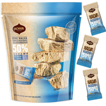 Halva Sugarless Tahini Bar Mini Snacks – Assortment of 15 Snack-Sized Vanilla Fl - £15.61 GBP