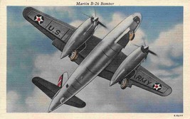 B-26 Bomber Martin Aircraft US Army Military Plane linen postcard - £5.44 GBP
