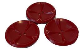 Lot 3 Red Geometric Pattern Circle Bakelite Buttons - £27.09 GBP