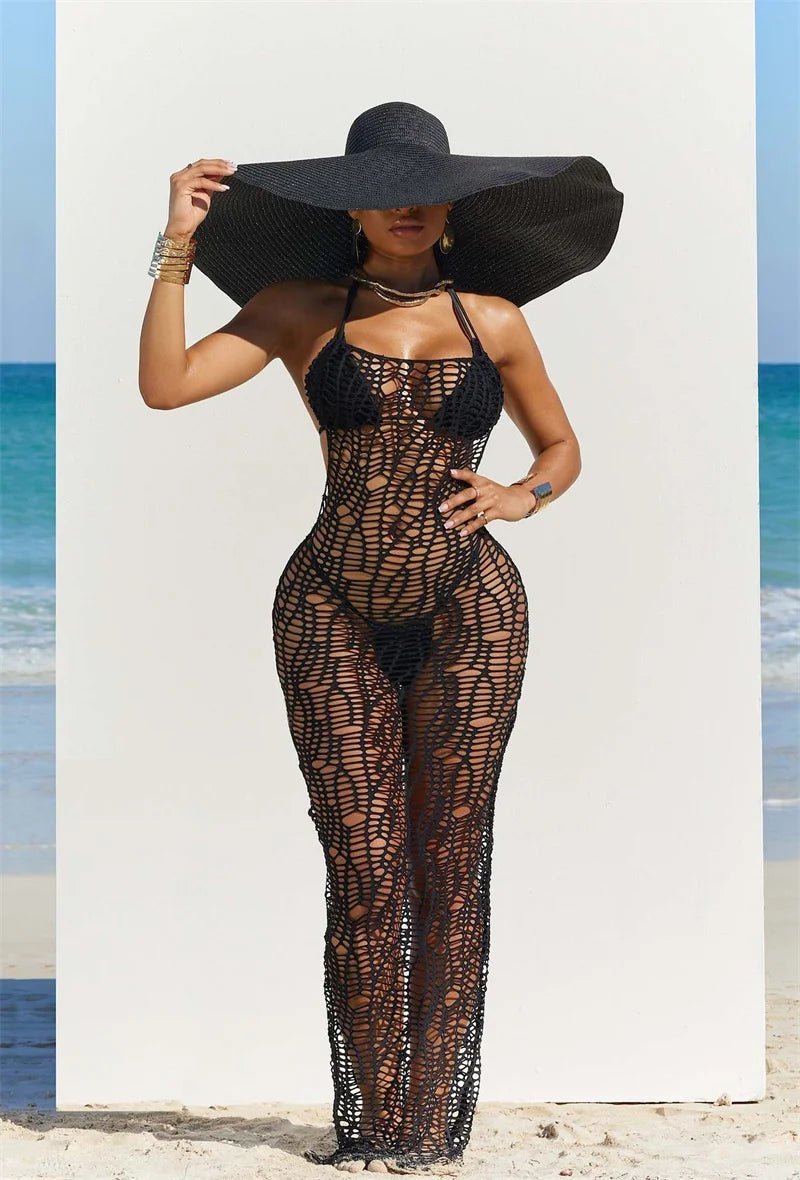 3 Piece Bikini Set with Backless Halter Dress - $52.35