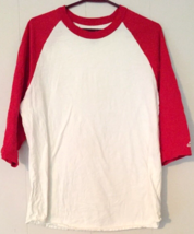 Adidas t-shirt size M men white shirt red 3/4 sleeves logo on sleeve 100... - $7.67