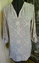 Women&#39;s Maurices Gray/White 3/4 Sleeve Zip Front Blouse Size XS - $8.59