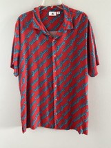 Disney Parks Shirt Size Large Red Walt Disney World All Over Print Hawaiian Camp - £20.15 GBP