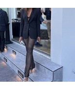 Fashion Nova Pant S Black Glitter Fishnet Bootcut Unlined Sheer Dressy T... - £16.48 GBP