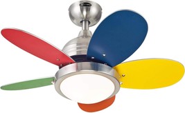 Roundabout Indoor Ceiling Fan With Light, 30 Inch, Brushed Nickel, Westi... - $174.99