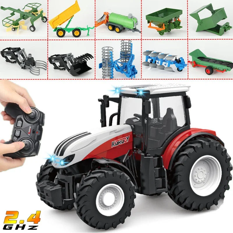 1/24 RC Tractor Trailer with LED Headlight,Farm Toys Set 2.4GHZ Remote Control - £26.66 GBP+