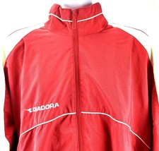 Diadora Running Track Jacket Mens XL Full Zip Red White Colorblock LS Lined - £13.44 GBP