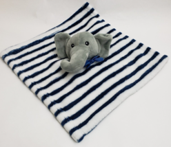 Lila &amp; Jack Lovey Baby Elephant Security Blanket Blankie Blue Stripped 12&quot; x 13&quot; - £43.48 GBP