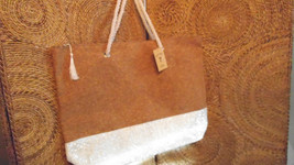 Cork Bag Metallic Beige Shopper Beach Gym Tote Bag Handbag  Purse Big X-Large XL - £19.77 GBP