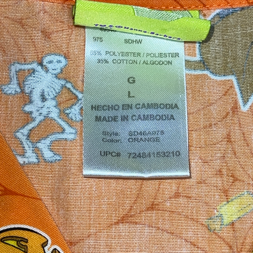 Scooby Doo Scrub Top Sz Large Orange Halloween Candy Pumpkin Skeleton Spider Web Item image 12