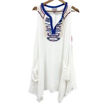 For Cynthia Womens M Swimsuit Cover Up Embroidered Shark Bite White Summer - £15.38 GBP