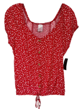 No Boundaries Junior&#39;s Summer Top Blouse Floral 100% Rayon Size M (7-9) Red - $9.89