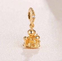 18K Gold Overlay Sterling Silver Disney Aladdin Agrabah Castle Dangle Charm  - £13.57 GBP