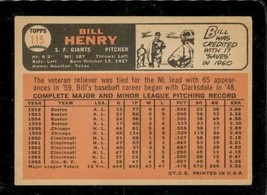 Vintage 1966 Topps Baseball Card #115 Bill Henry Giants Pitcher - £3.94 GBP
