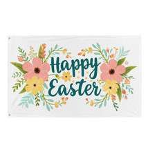 Happy Easter House Flag - Easter Garden Flag with Flowers and Leaves 56&quot; x 34.5&quot; - £23.34 GBP