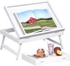 Bed Tray Table Breakfast Food Tray with Folding Legs Serving Tray for Computer - £33.96 GBP