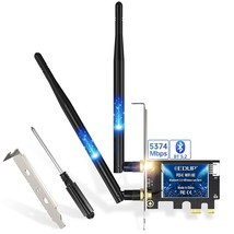 Pcie Wifi 6E Card Bluetooth 5.2 Ax 5400 Mbps Ax210 Tri-Band 6Ghz/5.8Ghz/... - £41.55 GBP