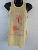 Doe Women Yellow Tank Top XS Palm Trees and Eighty Degrees - £9.83 GBP