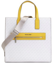 NWB Michael Kors Large NS Signature Tote White Yellow 35T0SY9T7B Dust Bag FS Y - £93.88 GBP